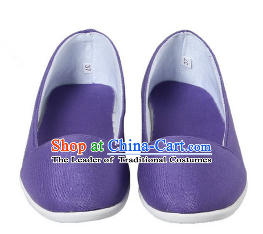 Top Chinese Traditional Tai Chi Linen Shoes Kung Fu Pulian Shoes Martial Arts Purple Shoes for Women
