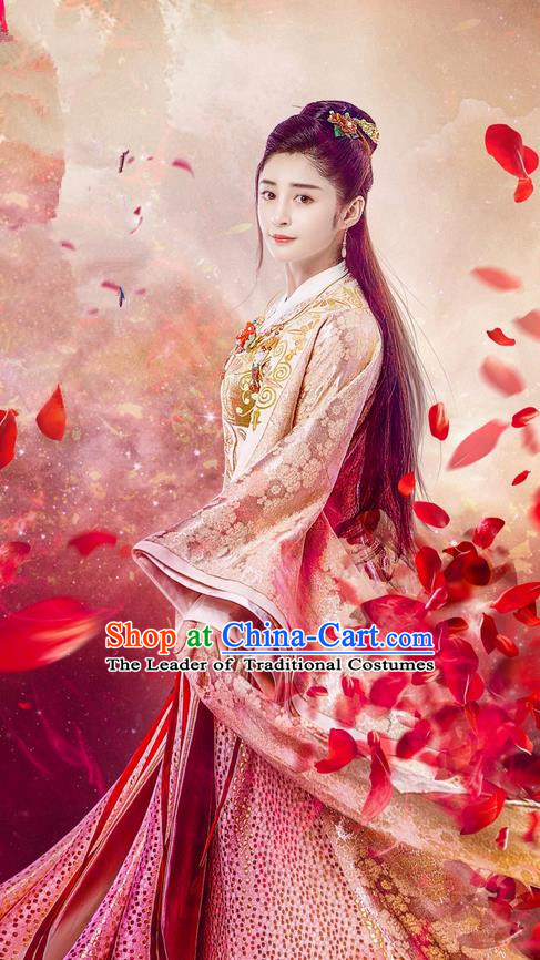 Traditional Chinese Ancient Princess Costume, Chinese Teleplay Flower Shabana Flyings Sky Song Dynasty Palace Lady Infanta Clothing and Headpiece Complete Set for Women
