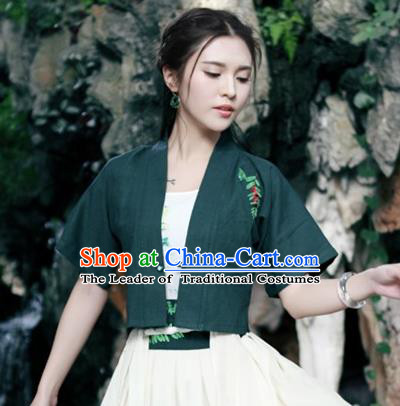 Traditional Ancient Chinese National Costume, Elegant Hanfu Cardigan Coat, China Tang Suit Plated Buttons Embroider Cape, Upper Outer Garment Jacket Cloak Clothing for Women