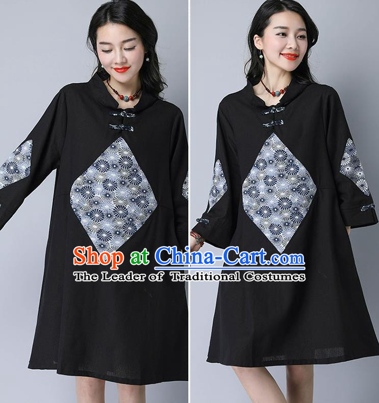 Traditional Ancient Chinese Young Women Cheongsam Dress Republic of China Tangsuit Stand Collar Blouse Dress Tang Suit Clothing for Women