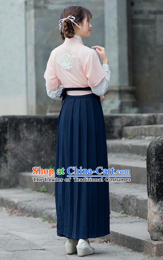 Traditional Ancient Chinese Costume, Elegant Hanfu Clothing Embroidered Slant Opening Blouse Cardigan and Dress, China Song Dynasty Princess Elegant Blouse and Skirt Complete Set for Women