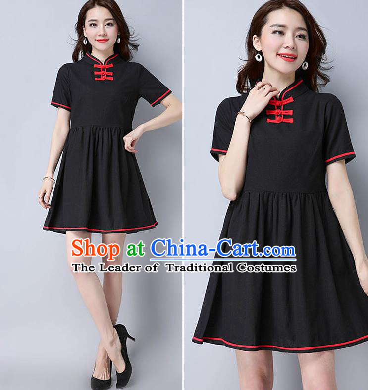 Traditional Ancient Chinese Young Women Cheongsam Dress Republic of China Tangsuit Stand Collar Blouse Dress Tang Suit Clothing for Women