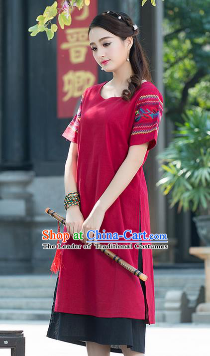 Traditional Ancient Chinese Young Women Cheongsam Dress Republic of China Tangsuit Stand Collar Blouse Dress Tang Suit Clothing for Women