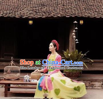 Traditional Top Grade Asian Vietnamese Dress, Vietnam National Female Handmade Ao Dai Dress Bride Wedding Printing Cheongsam Clothing