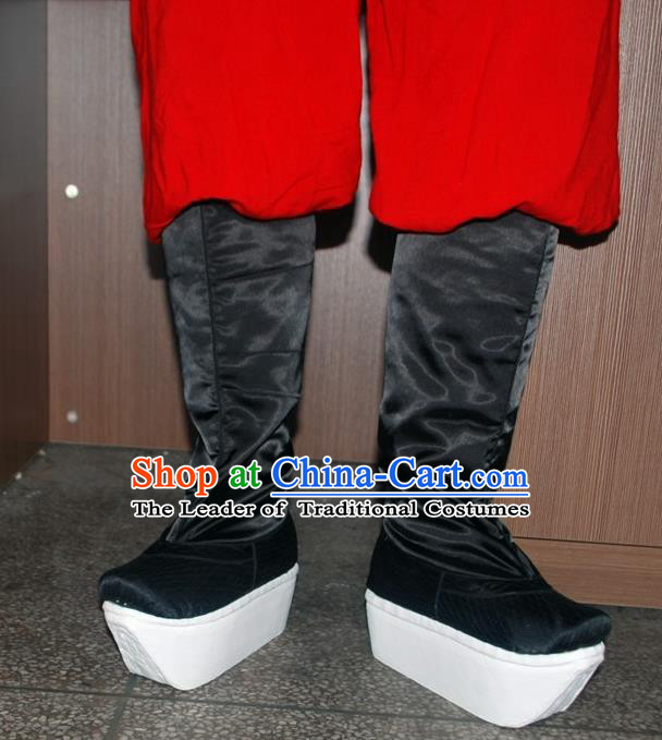 Traditional Chinese Peking Opera Shoes, China Ancient Officer Boots, Chinese Qing Dynasty Minister Buskin Boots for Men