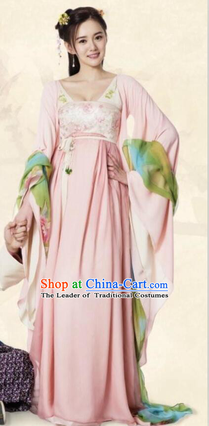 Traditional Ancient Chinese Imperial Princess Costume and Handmade Headpiece Complete Set, Chinese Tang Dynasty Young Lady Dress Embroidered Clothing for Women