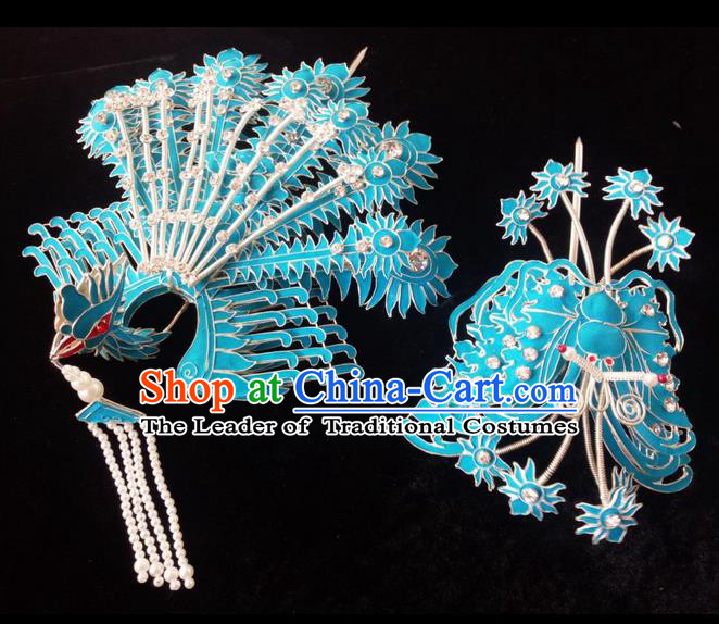 Traditional Chinese Peking Opera Handmade Hair Accessories, China Beijing Opera Imperial Consort Headwear High-grade Bride Head Ornaments Complete Set for Women