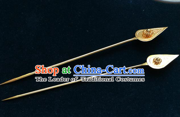 Traditional Handmade Chinese Ancient Classical Hair Accessories Miao Silver Barrettes Golden Hairpin Hair Fascinators for Women