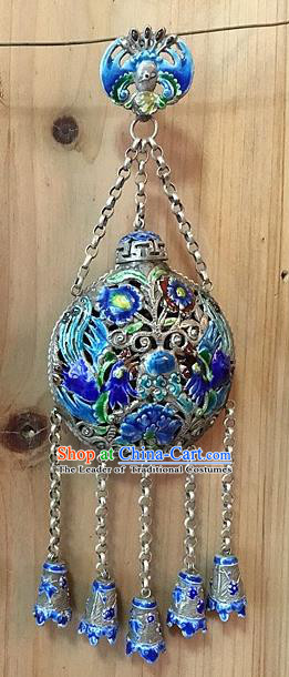 Traditional Handmade Chinese Ancient Classical Accessories Pure Sliver Blueing Pendant Hollow Sachet Round Pendent for Women