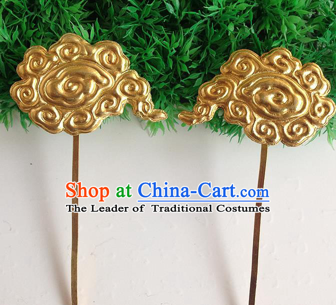 Traditional Handmade Chinese Ancient Classical Hair Accessories Barrettes, Step Shake Hair Sticks Auspicious Clouds Gilding Hairpins for Women