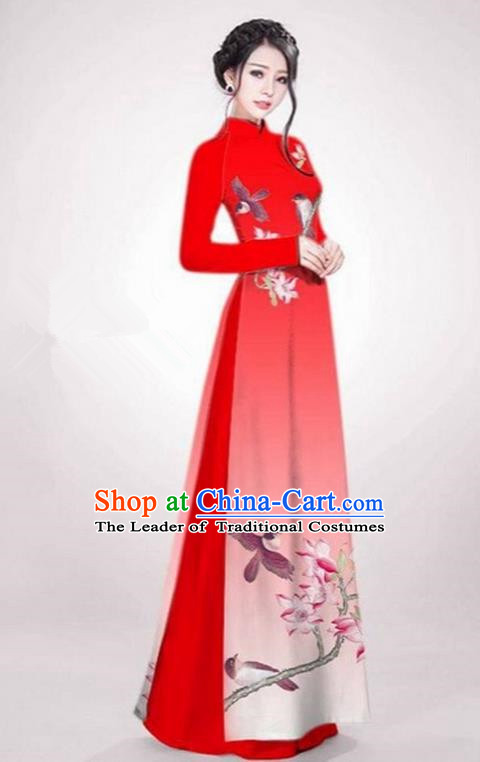 Top Grade Asian Vietnamese Traditional Dress, Vietnam National Young Lady Ao  Dai Dress, Vietnam Lady Black