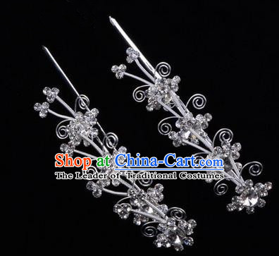 Chinese Ancient Peking Opera Hair Accessories Young Lady Diva Butterfly Head Ornaments, Traditional Chinese Beijing Opera Hua Tan White Crystal Hairpins