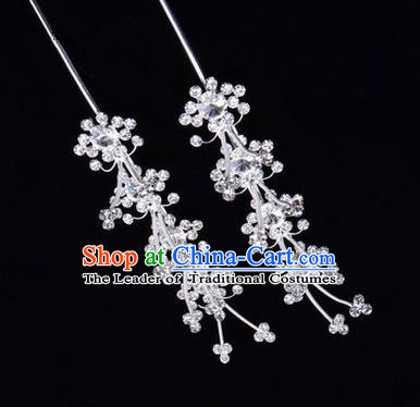 Chinese Ancient Peking Opera Hair Accessories Young Lady Diva Head Ornaments, Traditional Chinese Beijing Opera Hua Tan White Crystal Hairpins