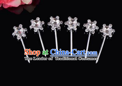 Chinese Ancient Peking Opera Hair Accessories Young Lady Diva Head Ornaments, Traditional Chinese Beijing Opera Hua Tan White Crystal Bead Hairpins