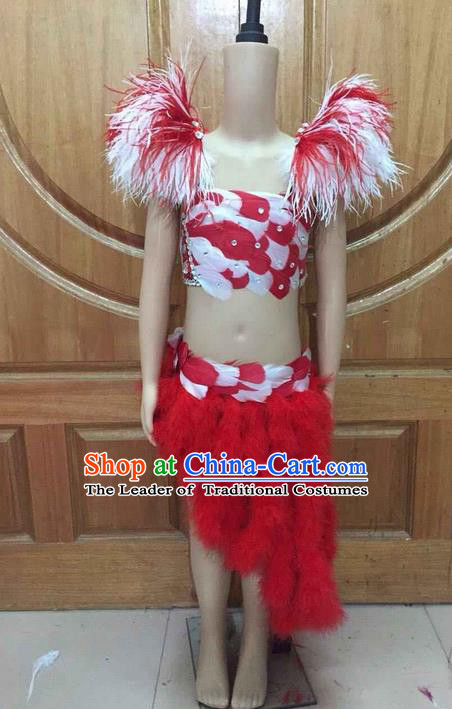 Top Grade Professional Performance Catwalks Costume Swimsuit, Traditional Brazilian Rio Carnival Samba Dance Clothing for Kids