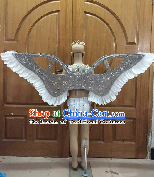 Top Compere Performance Catwalks Costume Children Chorus Red Dress with Wings Modern Dance Princess Short Red Bubble Dress for Girls Kids