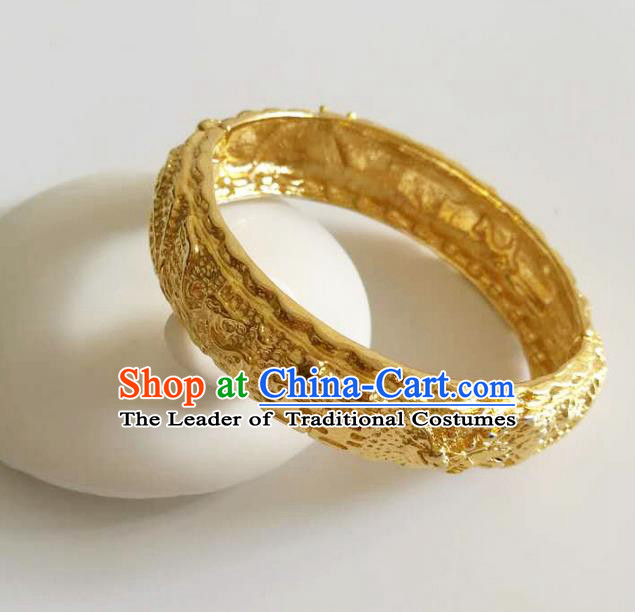 Traditional Thailand Ancient Handmade Jewelry Accessories Bracelet, Traditional Thai China Dai Nationality Wedding Bangle for Women