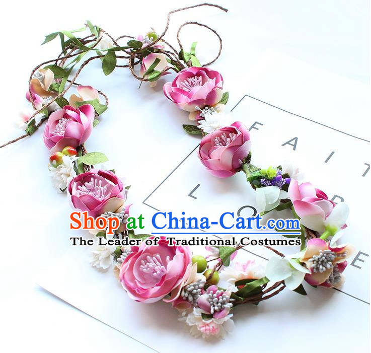 Top Grade Handmade Wedding Bride Hair Accessories, Traditional Princess Purple Flowers Hair Clasp Wedding Headwear for Women