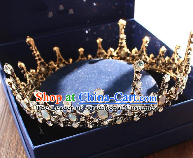 Top Grade Handmade Wedding Bride Hair Accessories, Traditional Princess Baroque Crystal Royal Crown Wedding Headwear for Women