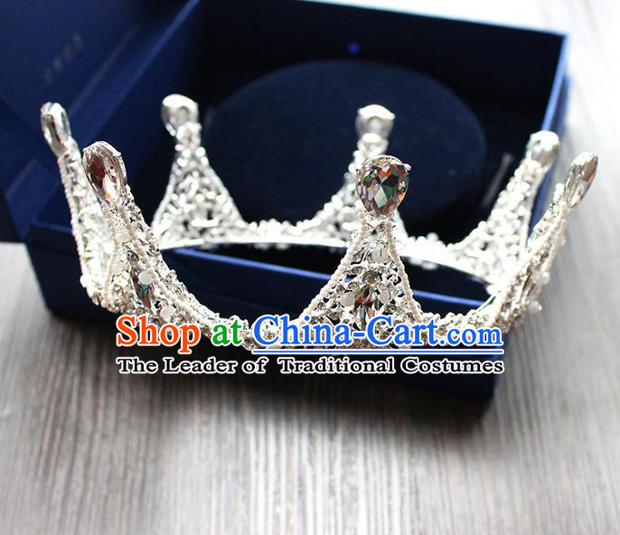 Top Grade Handmade Wedding Bride Hair Accessories Crystal Headwear, Traditional Princess Baroque Royal Crown Wedding Headpiece for Women