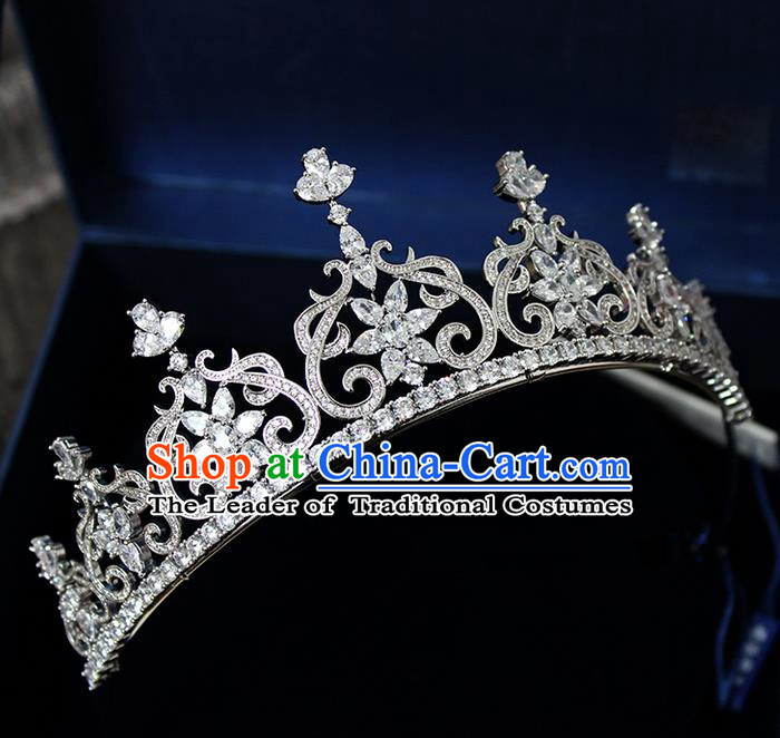 Top Grade Handmade Wedding Hair Accessories Bride Luxury Princess Crystal Crown, Traditional Baroque Royal Crown Wedding Headwear for Women