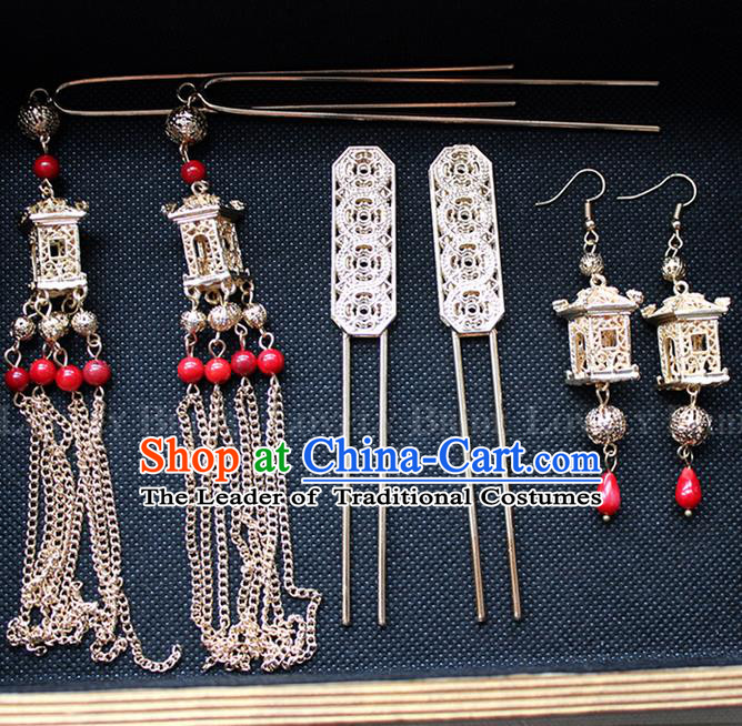 Top Grade Chinese Handmade Wedding Hair Accessories Complete Set, Traditional China Xiuhe Suit Bride Tassel Hairpins Headwear for Women