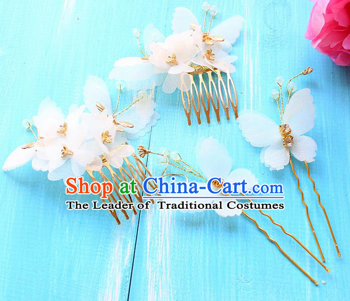 Top Grade Handmade Wedding Bride Hair Accessories Flowers Headband Hairpin, Traditional Princess Baroque Hair Comb Headpiece for Women