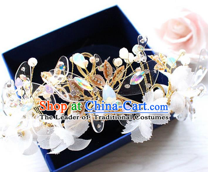 Top Grade Handmade Wedding Hair Accessories Bride Vintage Butterfly Crown, Traditional Baroque Queen Crystal Royal Crown Wedding Headwear for Women