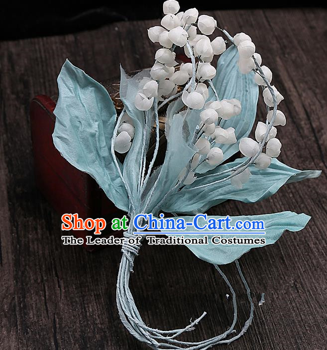 Top Grade Handmade Wedding Bride Hair Accessories Blue Flower Hairpin, Traditional Baroque Princess Hair Stick Headpiece for Women