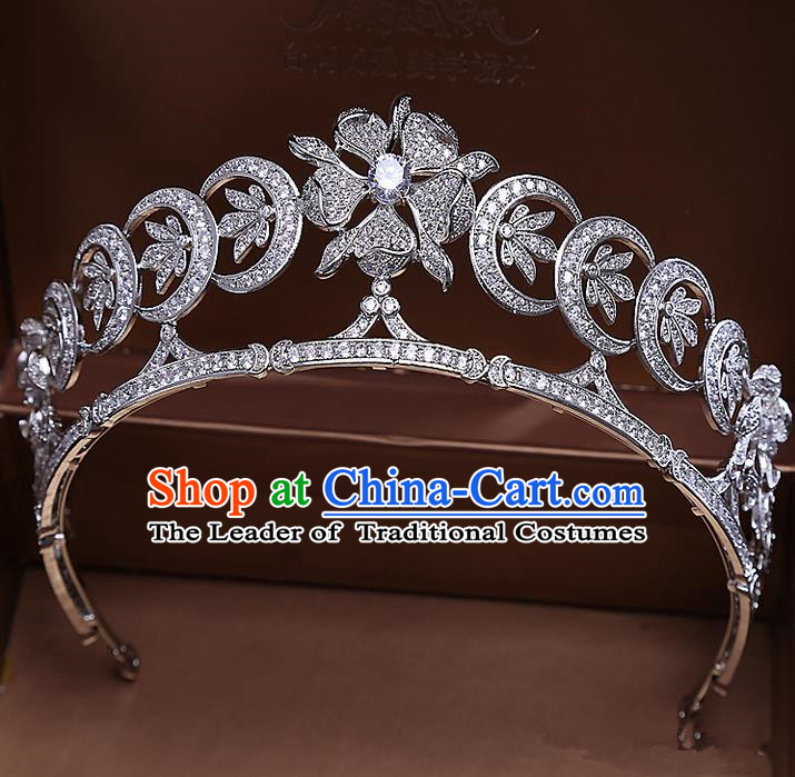Top Grade Handmade Wedding Hair Accessories Bride Princess Crystal Imperial Crown, Traditional Baroque Diamante Royal Crown Wedding Headwear for Women