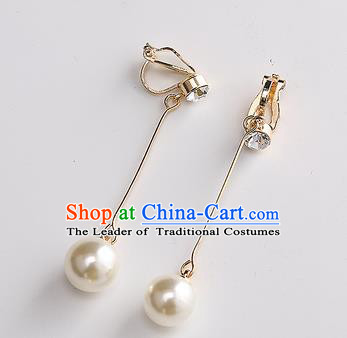 Top Grade Handmade China Wedding Bride Accessories Crystal Earrings, Traditional Princess Wedding Pearl Eardrop Jewelry for Women