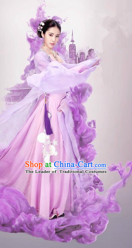 Traditional Ancient Chinese Noble Lady Costume and Headpiece Complete Set, Chinese Ming Dynasty Imperial Princess Embroidered Clothing for Women