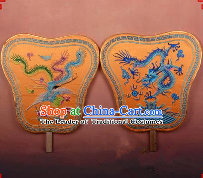 Traditional Chinese Ancient Peking Opera Accessories Dragon and Phoenix Fan, Traditional Chinese Beijing Opera Young Men Fans
