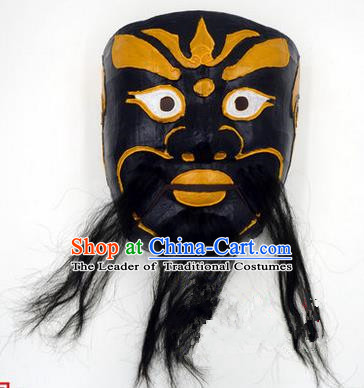 Traditional Chinese Ancient Peking Opera Accessories Mask, Traditional Chinese Beijing Opera God of Wealth Black Masks
