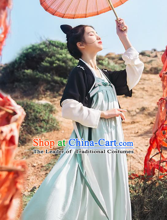 Traditional Chinese Tang Dynasty Palace Lady Costume Complete Set, Elegant Hanfu Clothing Embroidered Cardigan and Dress, Chinese Ancient Princess Clothing for Women