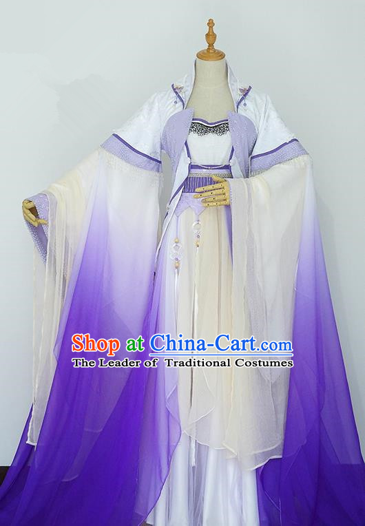 Traditional Chinese Tang Dynasty Fairy Costume, Elegant Hanfu Cosplay Peri Clothing Ancient Chinese Imperial Princess Dance Dress for Women