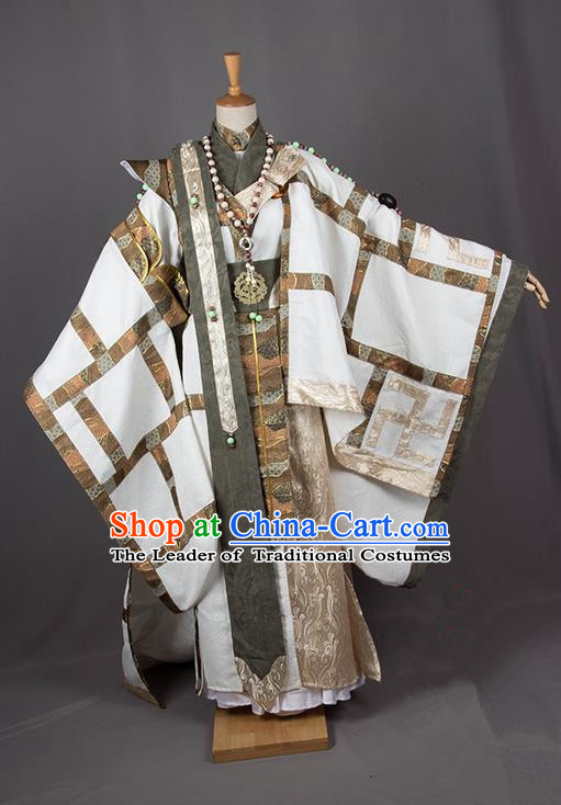 Traditional Chinese Han Dynasty Royal Highness Costume, Chinese Ancient Hanfu Jiang Hu Swordsman Prince Clothing for Men