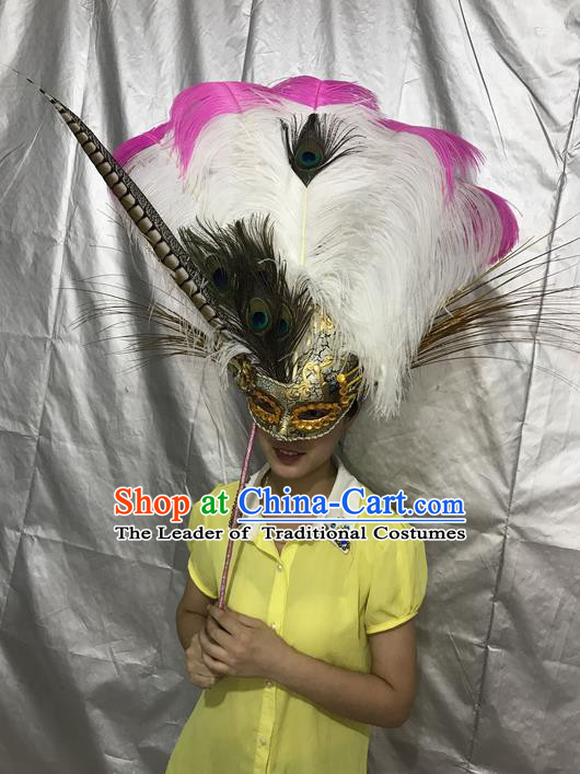 Traditional Brazil Feather Headdress Stage Show Brazil Parade Giant Headpiece Big Hair Accessories Decorations Mask