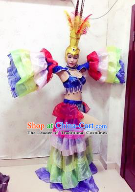 Top Grade Professional Stage Show Catwalks Halloween Dance Costumes,  Brazilian Rio Carnival Samba Opening Dance Dress