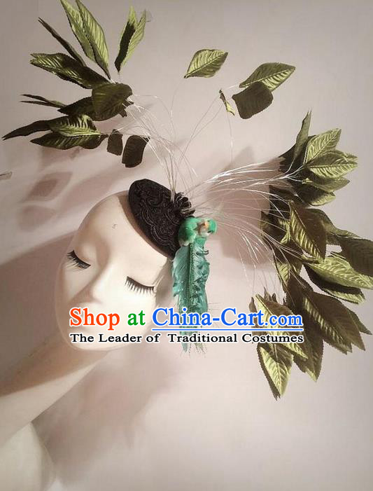 Top Grade Ornamental Leaf Hair Accessories, Halloween Princess Flowers Floral Headdress Occasions Handmade Headwear for Women