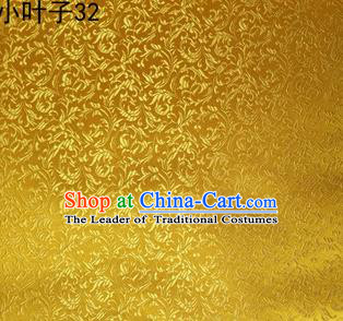 Asian Chinese Traditional Embroidered Wheat Flowers Golden Silk Fabric, Top Grade Arhat Bed Brocade Tang Suit Hanfu Dress Fabric Cheongsam Cloth Material