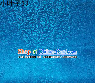Asian Chinese Traditional Embroidered Wheat Flowers Light Blue Silk Fabric, Top Grade Arhat Bed Brocade Tang Suit Hanfu Dress Fabric Cheongsam Cloth Material