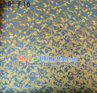 Asian Chinese Traditional Embroidery Leaves Golden Satin Silk Fabric, Top Grade Arhat Bed Brocade Tang Suit Hanfu Dress Fabric Cheongsam Cloth Material