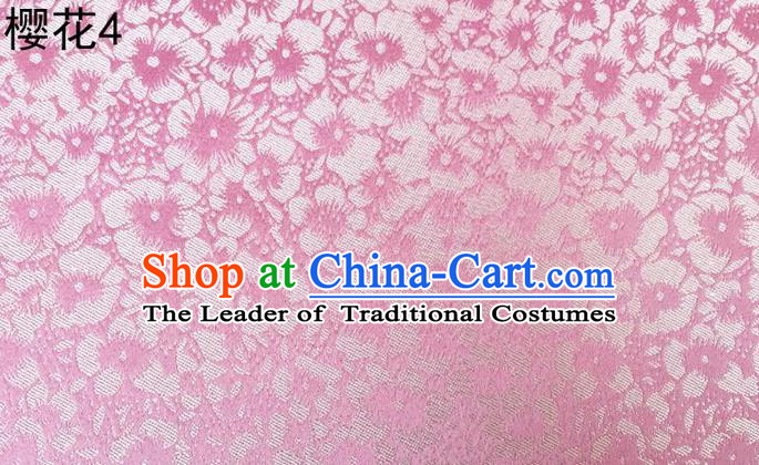 Traditional Asian Chinese Handmade Embroidery Oriental Cherry Satin Pink Silk Fabric, Top Grade Nanjing Brocade Tang Suit Hanfu Clothing Fabric Cheongsam Cloth Material