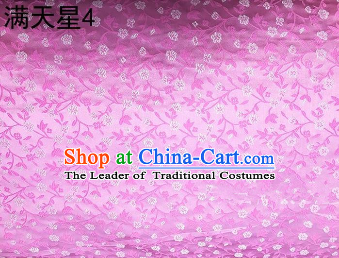 Traditional Asian Chinese Handmade Embroidery Plum Blossom Satin Tang Suit Pink Silk Fabric, Top Grade Nanjing Brocade Ancient Costume Hanfu Clothing Fabric Cheongsam Cloth Material