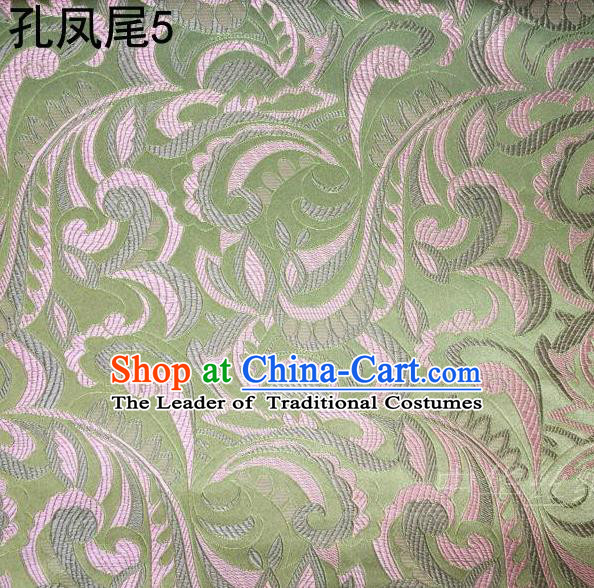 Traditional Asian Chinese Handmade Embroidery Ombre Flowers Satin Tang Suit Light Green Silk Fabric, Top Grade Nanjing Brocade Ancient Costume Hanfu Clothing Fabric Cheongsam Cloth Material