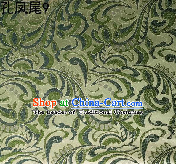 Traditional Asian Chinese Handmade Embroidery Ombre Flowers Satin Tang Suit Green Silk Fabric, Top Grade Nanjing Brocade Ancient Costume Hanfu Clothing Fabric Cheongsam Cloth Material