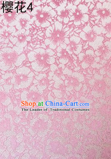 Traditional Asian Chinese Handmade Embroidery Flowers Pattern Silk Satin Tang Suit Mandarin Pink Fabric, Nanjing Brocade Ancient Costume Hanfu Cheongsam Cloth Material