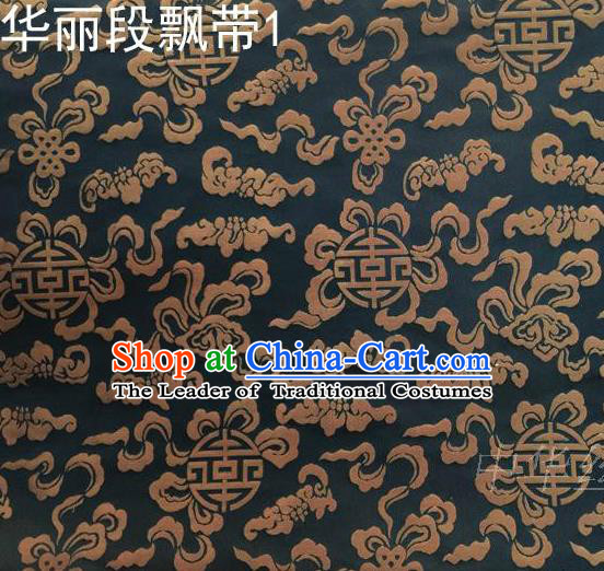 Traditional Asian Chinese Handmade Embroidery Ribbons Silk Satin Tang Suit Black Fabric, Nanjing Brocade Ancient Costume Hanfu Cheongsam Cloth Material