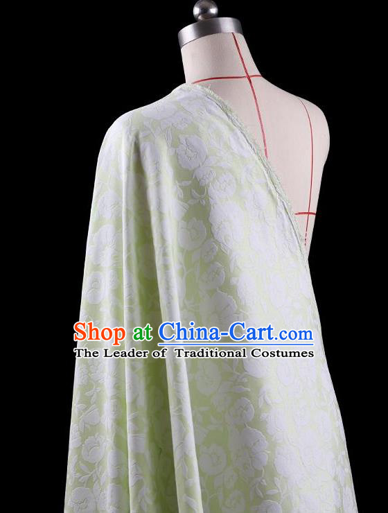 Traditional Asian Chinese Handmade Embroidery Flowers Coat Silk Tapestry Green Fabric Drapery, Top Grade Nanjing Brocade Ancient Costume Cheongsam Cloth Material